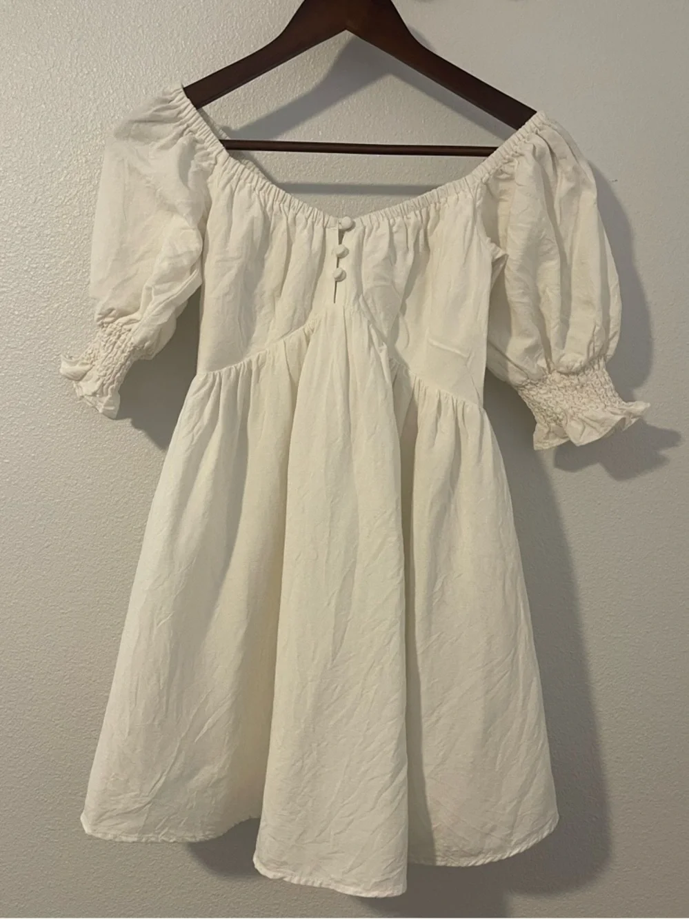 Sabo Skirt White Puff-Sleeve Square Neck Mini Dress - Picture 2 of 8